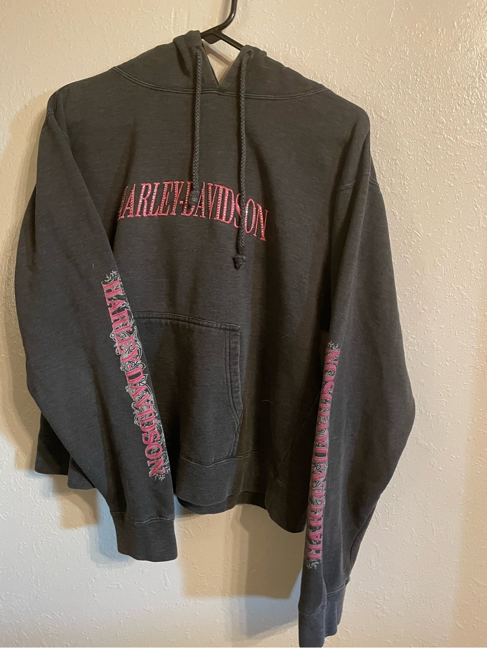 Harley-Davidson Women’s Gray Hoodie with Pink Logo